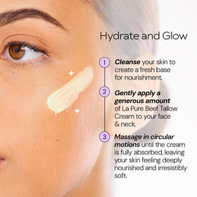 LA PURE beef tallow face cream ingredients list emphasizing natural actives.