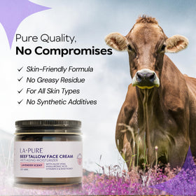 LA PURE beef tallow face cream with aloe vera illustrating calming moisture.