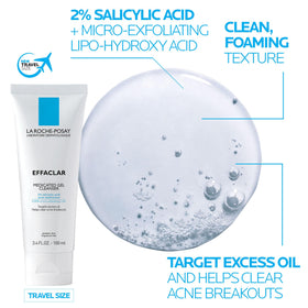 Travel-size Effaclar Cleanser ready for on-the-go acne-prone care.
