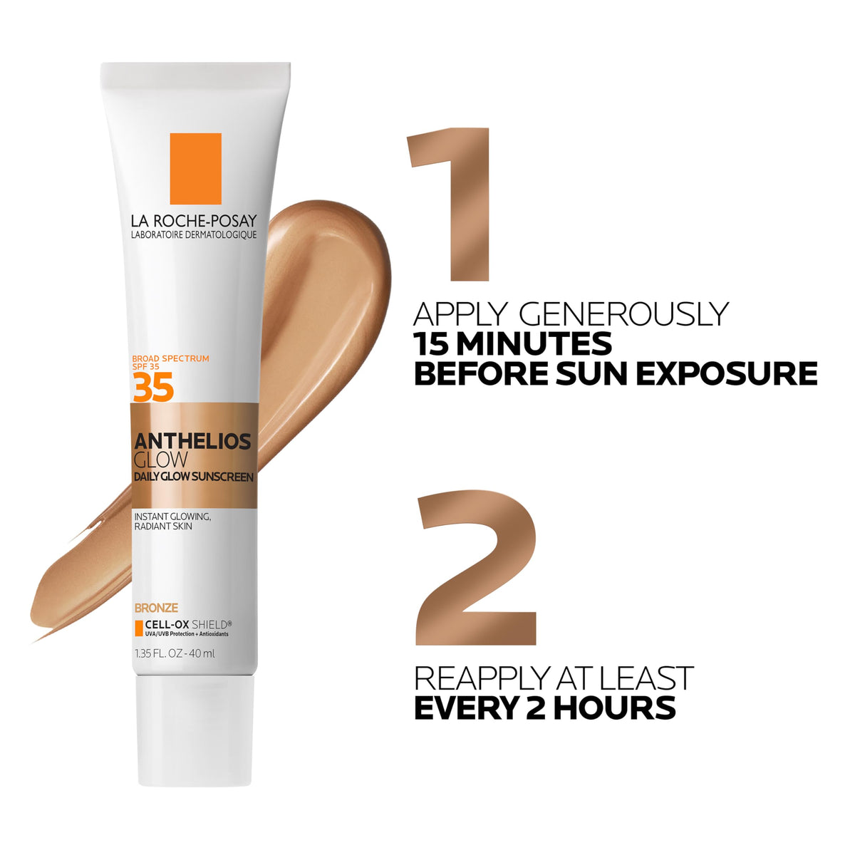 La Roche-Posay UV Glow Sunscreen fragrance-free formula gentle on sensitive skin.