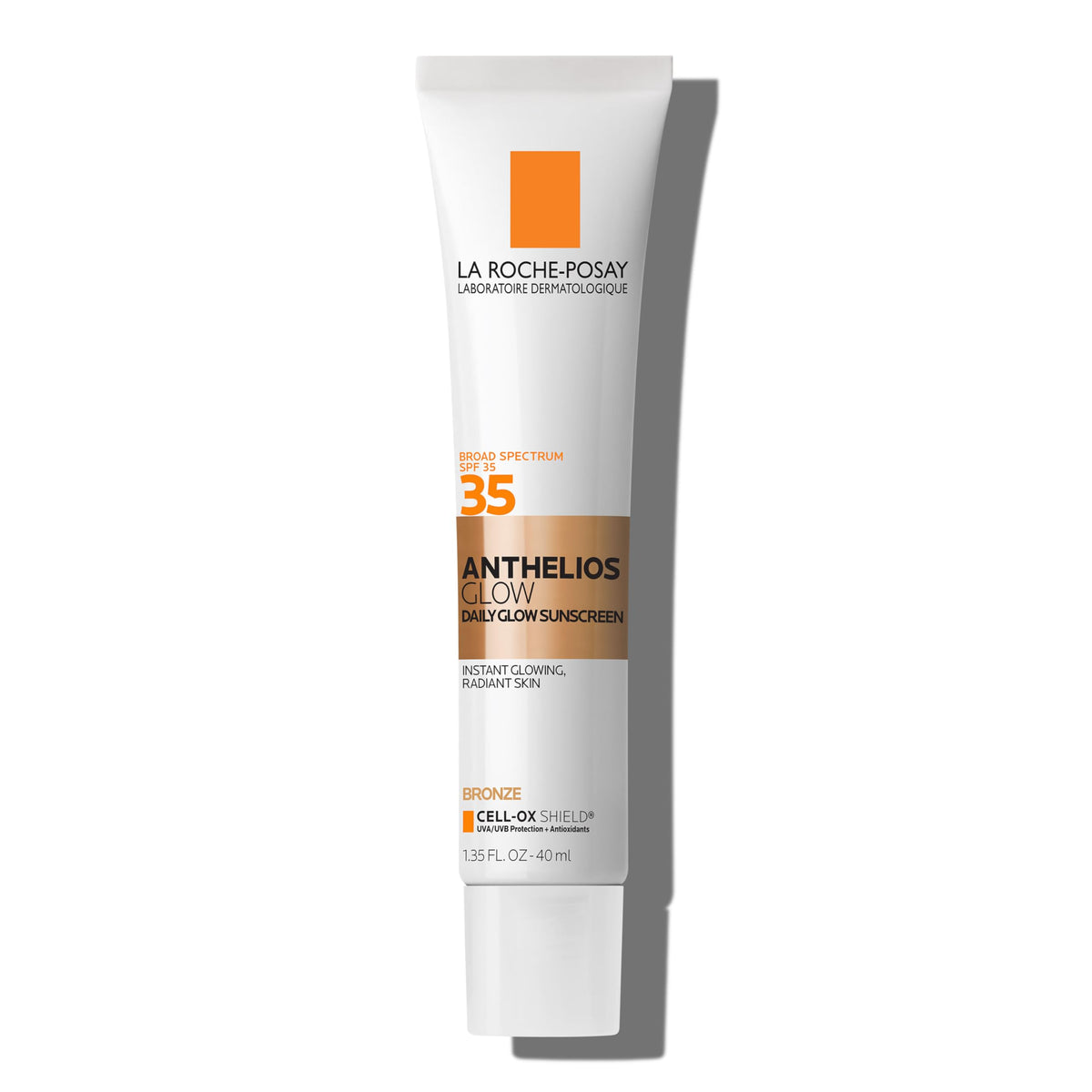 La Roche-Posay UV Glow Sunscreen tube with subtle tint for an even, sun-kissed look.