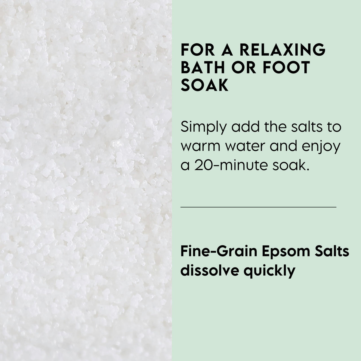 LA SALT CO Epsom salt dissolves quickly in warm water for bath immersion.