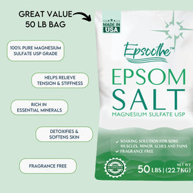 LA SALT CO Epsom salt pours into a tub for a relaxing bath.