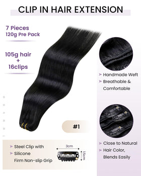 LaaVoo real human hair clip-ins with tapered ends for realistic blend