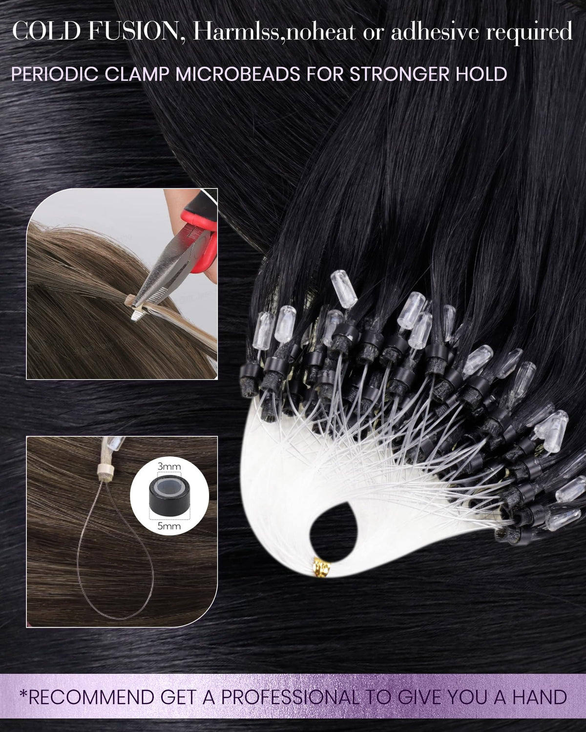 LaaVoo real human hair extensions from healthy donors.