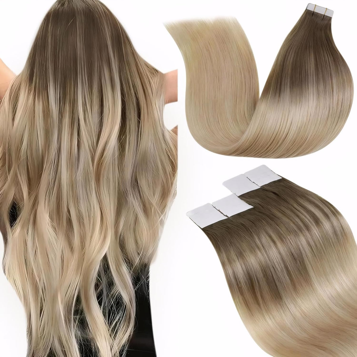 LaaVoo tape-in extensions Balayage Blonde front view for seamless everyday wear.