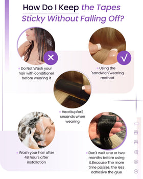 LaaVoo tape-in extensions assembly step photo highlighting easy application.