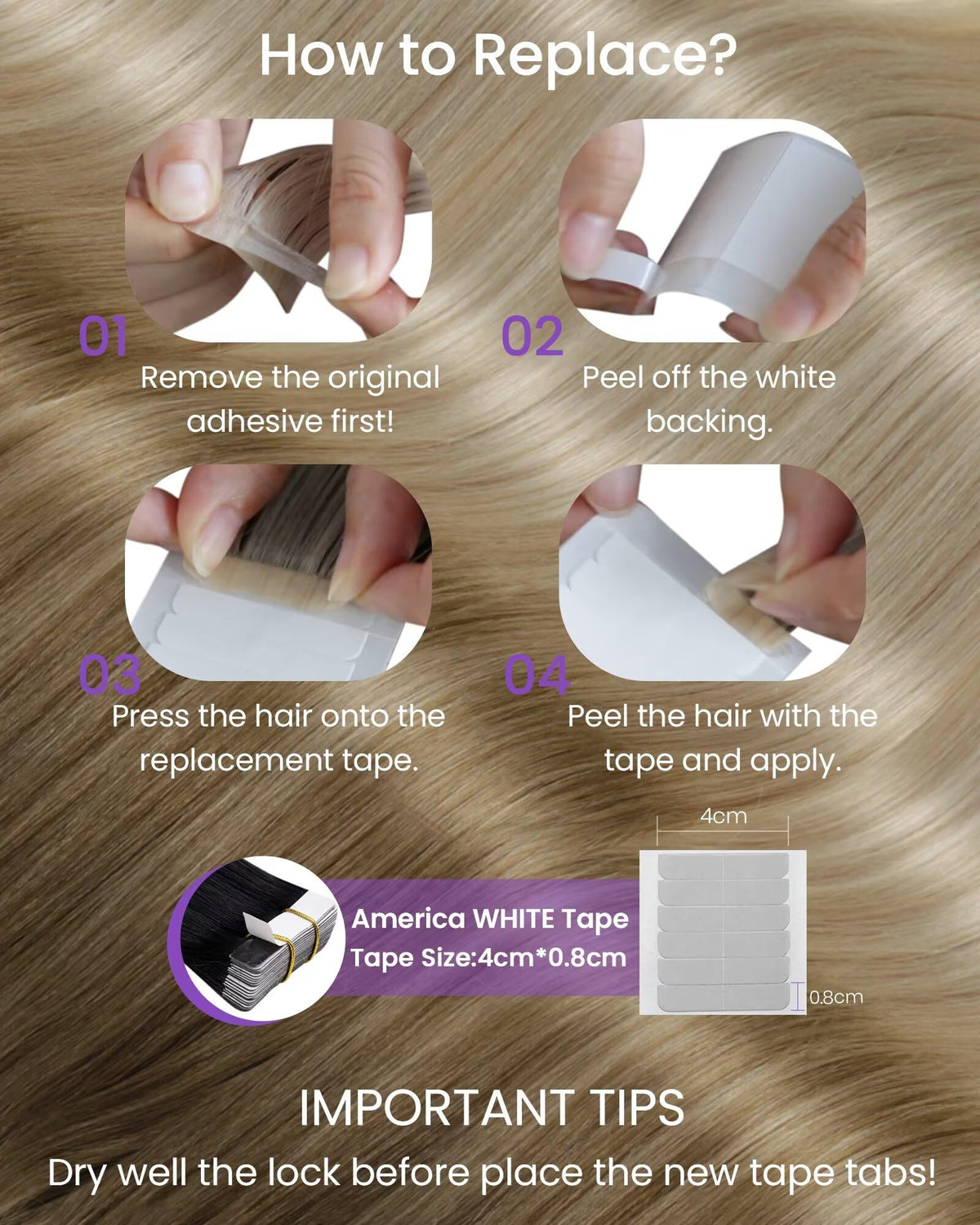 LaaVoo real-human-hair tape-in extensions with glossy texture for versatile styling