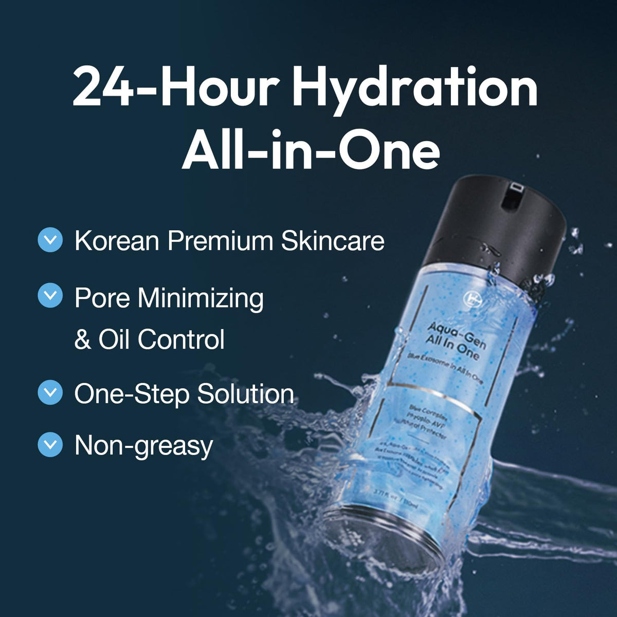 LAB BY He is_ bottle shot highlights hyaluronic acid for lasting moisture.