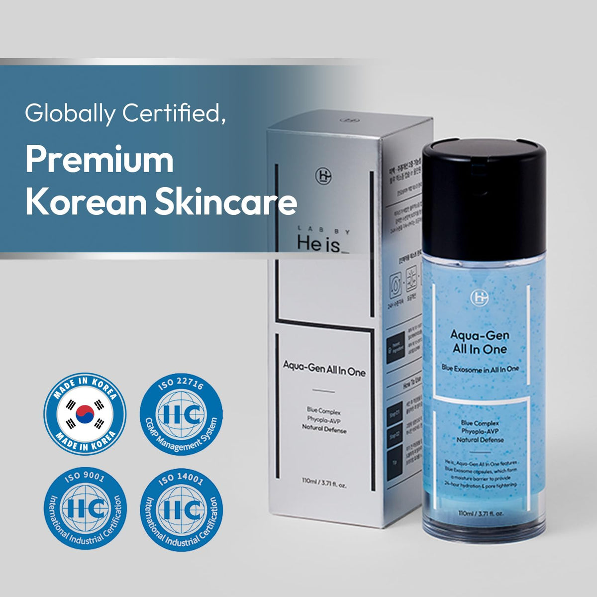 LAB BY He is_ dual-action formula with hyaluronic acid and Niacinamide.