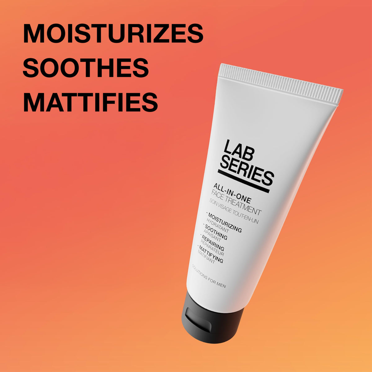 Lab Series All-In-One Face Treatment cream texture shows rich hydration.
