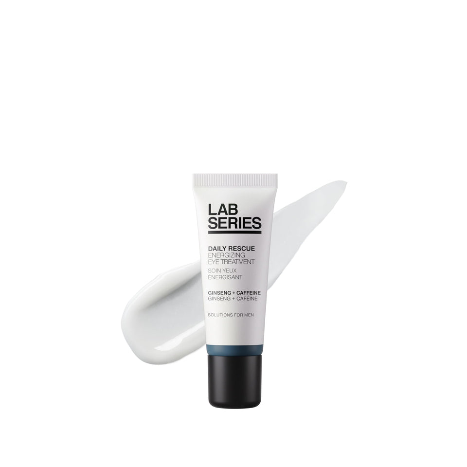 Lab Series Daily Rescue energizing eye treatment bottle promoting hydrated under-eye skin.