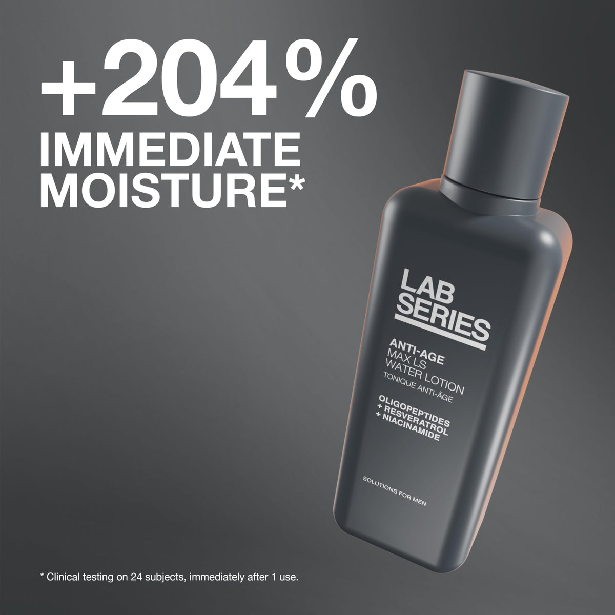 Lab Series Max LS Water Lotion Toner bottle closeup showing sleek packaging and skin prep