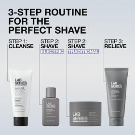 Lab Series Razor Burn Balm packaging highlighting recycled content and sustainability