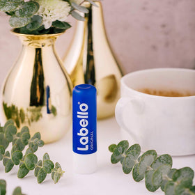 Labello Original Lip Balm cap-off showing compact, travel-friendly design