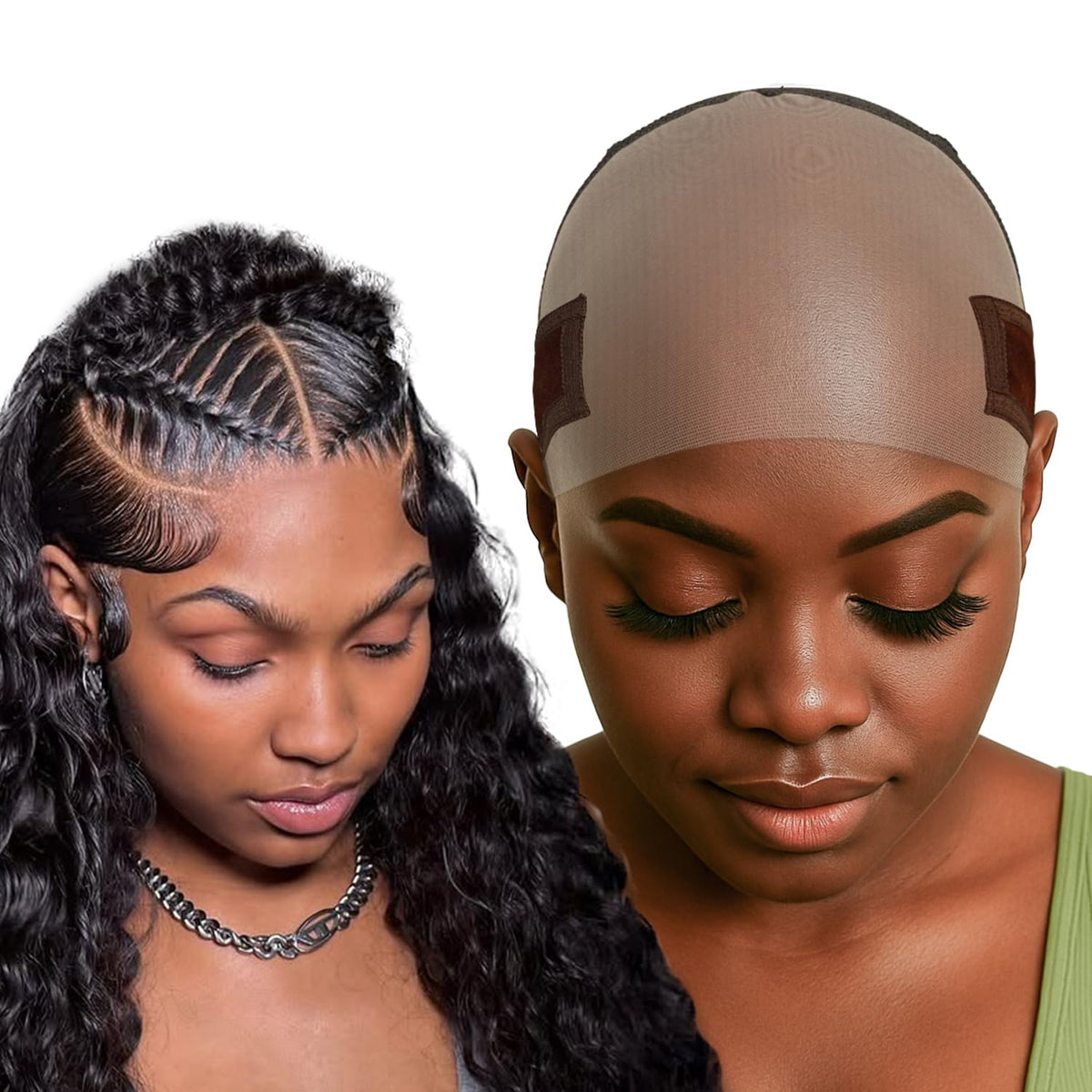 Labhairs Lace-MAX wig grip cap front view secures lace-front wigs without glue