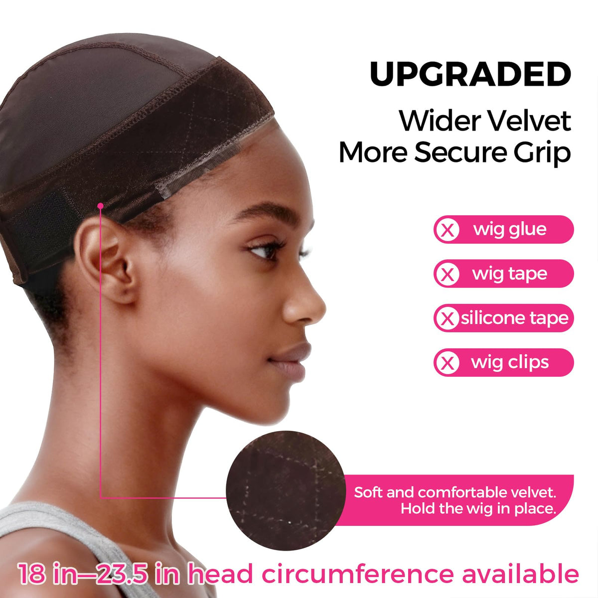 Labhairs adjustable closure ensures a comfortable, glueless fit