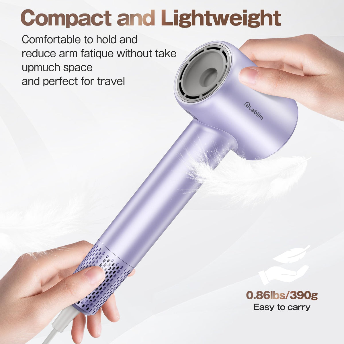 Labiim magnetic nozzle with 360-degree rotation enables versatile styling.