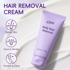 LABJD packaging with model showing smooth skin after use.