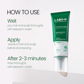 LABO-H Clarifying shampoo lather close-up emphasizes clean pore cleansing effect