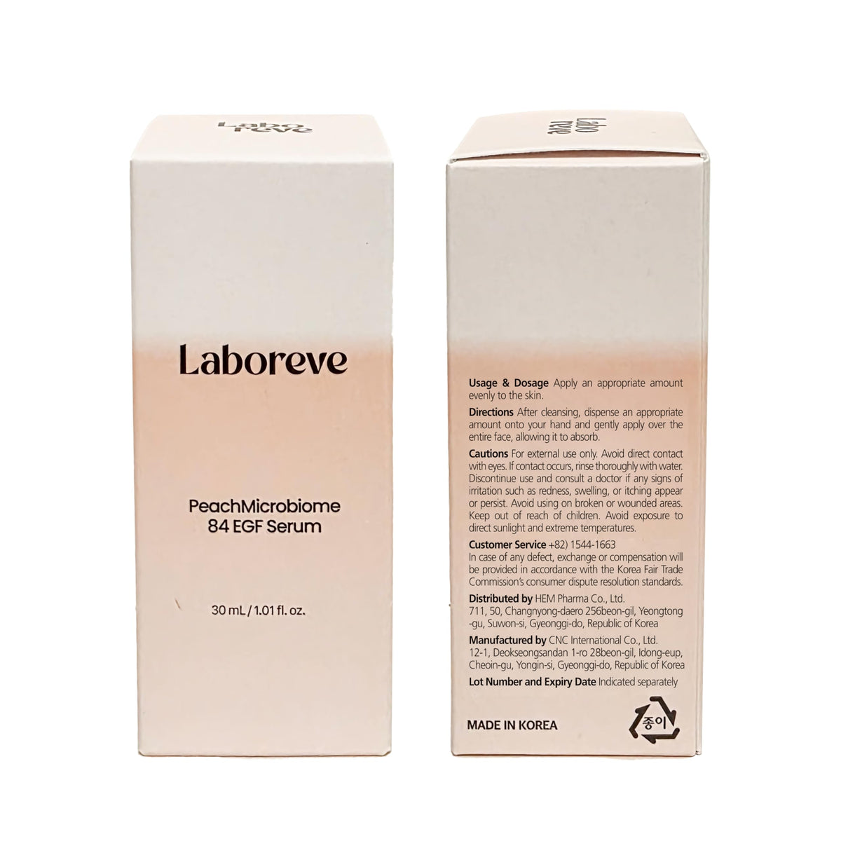 Laboreve PeachMicrobiome 84 EGF Serum glow shot emphasizes radiant, even-toned complexion.