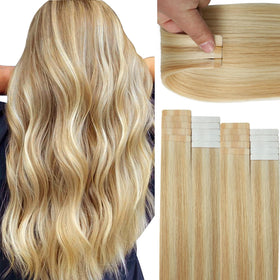 Lacer Blonde tape-in extensions packaging for easy shade selection