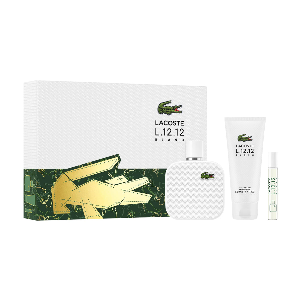 Lacoste L.12.12 Blanc EDT bottle close-up for daily elegance and scent layering.