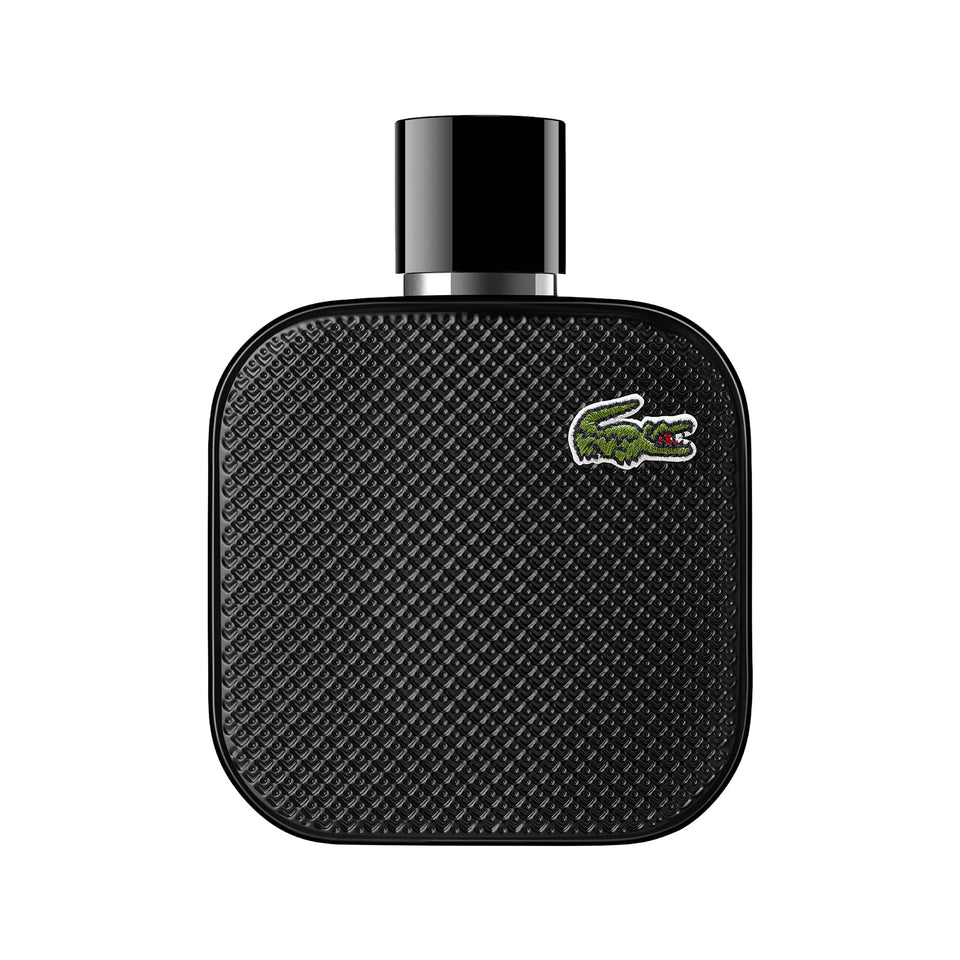 Lacoste L.12.12 Noir bottle, ideal for casual daytime fragrance.