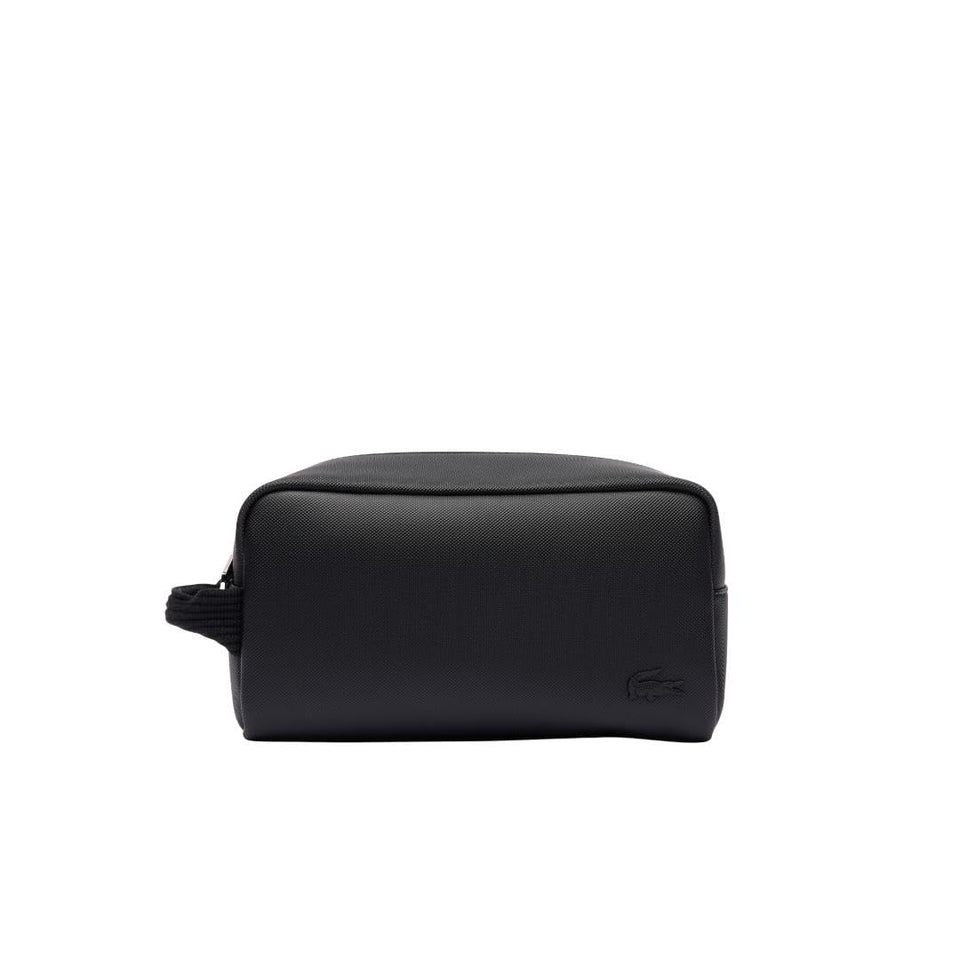 Lacoste toiletry kit black, front view showing organized storage for travel essentials