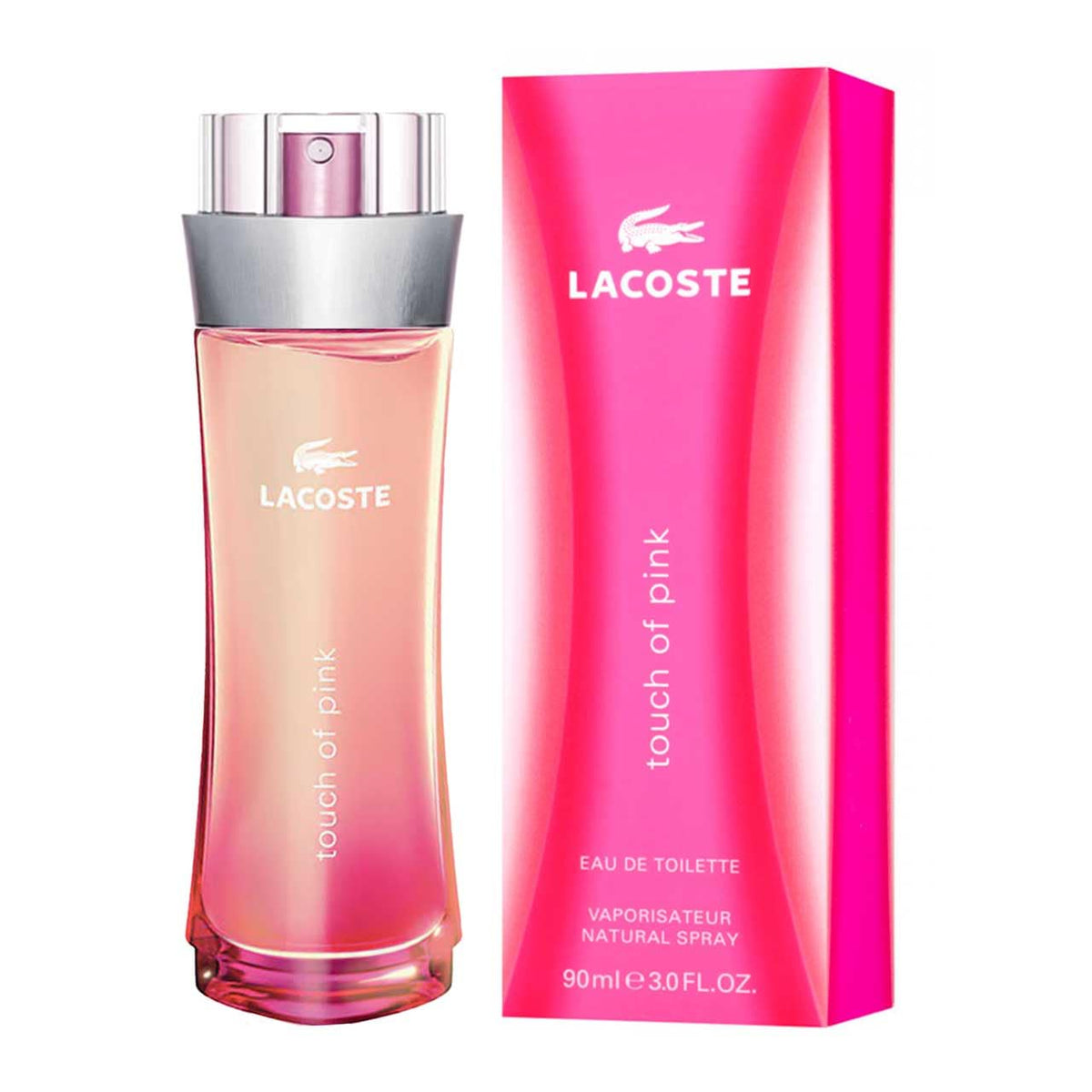 Lacoste Touch of Pink packaging box emphasizing designer presentation