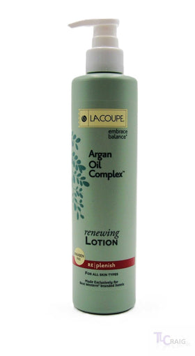 LACOUPE Embrace Balance bottle showing Argan Oil Complex for daily hydration