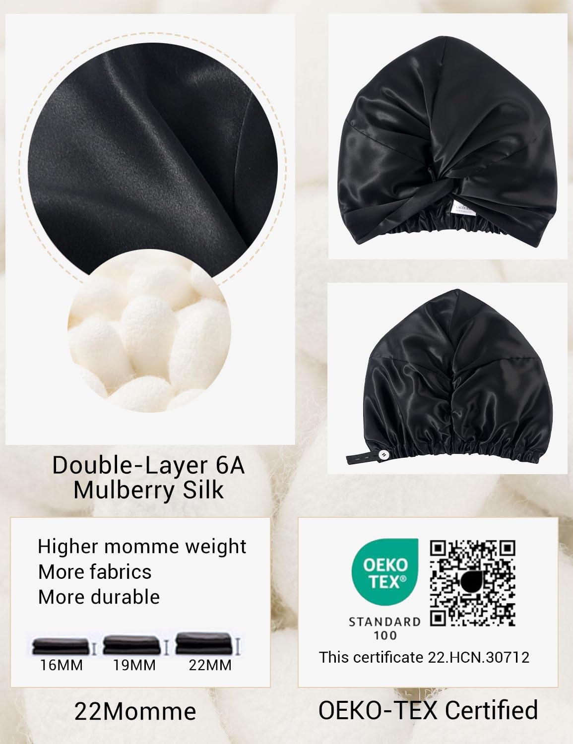 LaCourse bonnet back view highlights adjustable elastic and button