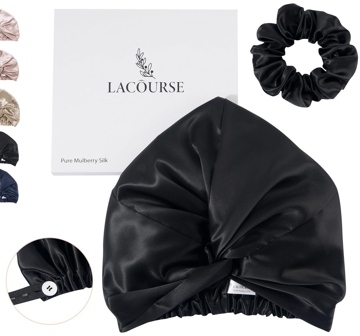 LaCourse anti-slip bonnet front view for secure overnight wear