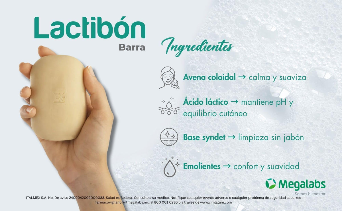 Lactibon Syndet pH 3.5 skin-balance close-up hints refreshed skin after cleansing.