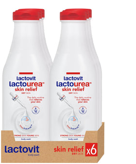 Lactovit Lactourea Body Wash bottle highlights a hydrating formula for dry skin