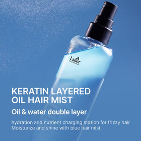 LA'DOR bottle pour indicates even distribution for silky hair