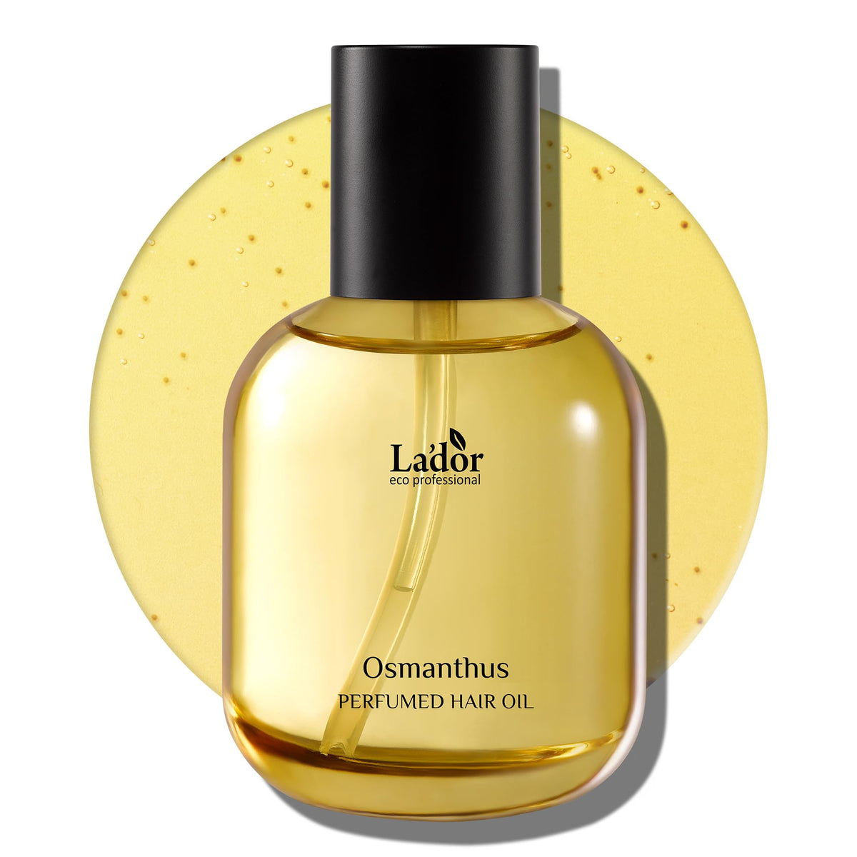 LA'DOR Hair Perfume Oil bottle showing nourishing shine and light frizz control.
