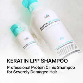 LA'DOR proteins close-up highlights protein-rich repair for damaged hair