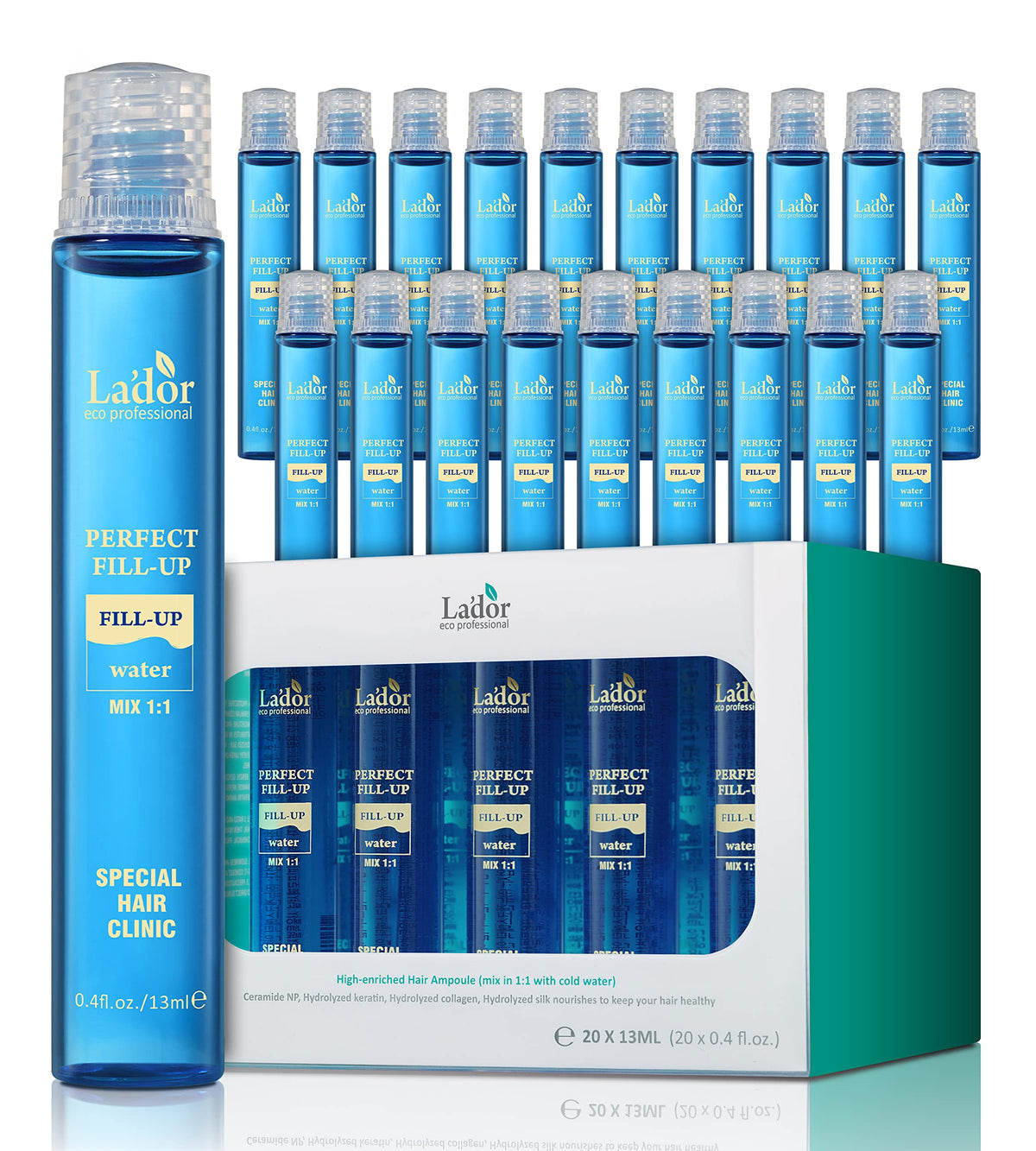 LA'DOR Perfect Hair Fill-Up bottle close-up for premium conditioning.