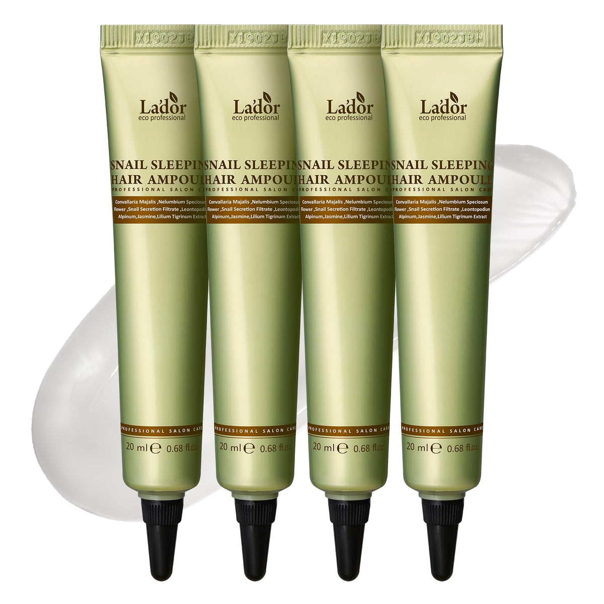 LA'DOR snail sleeping hair ampoule serum bottle showing overnight nourishment concept