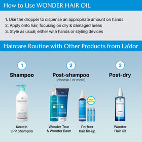 LA'DOR Wonder Hair Oil cruelty-free badge underscores ethical product choice.