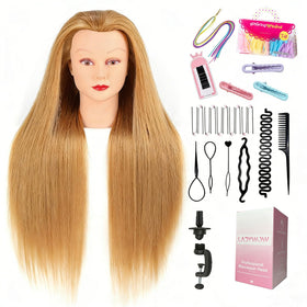 LADYWOW mannequin head with clamp stand for realistic practice.