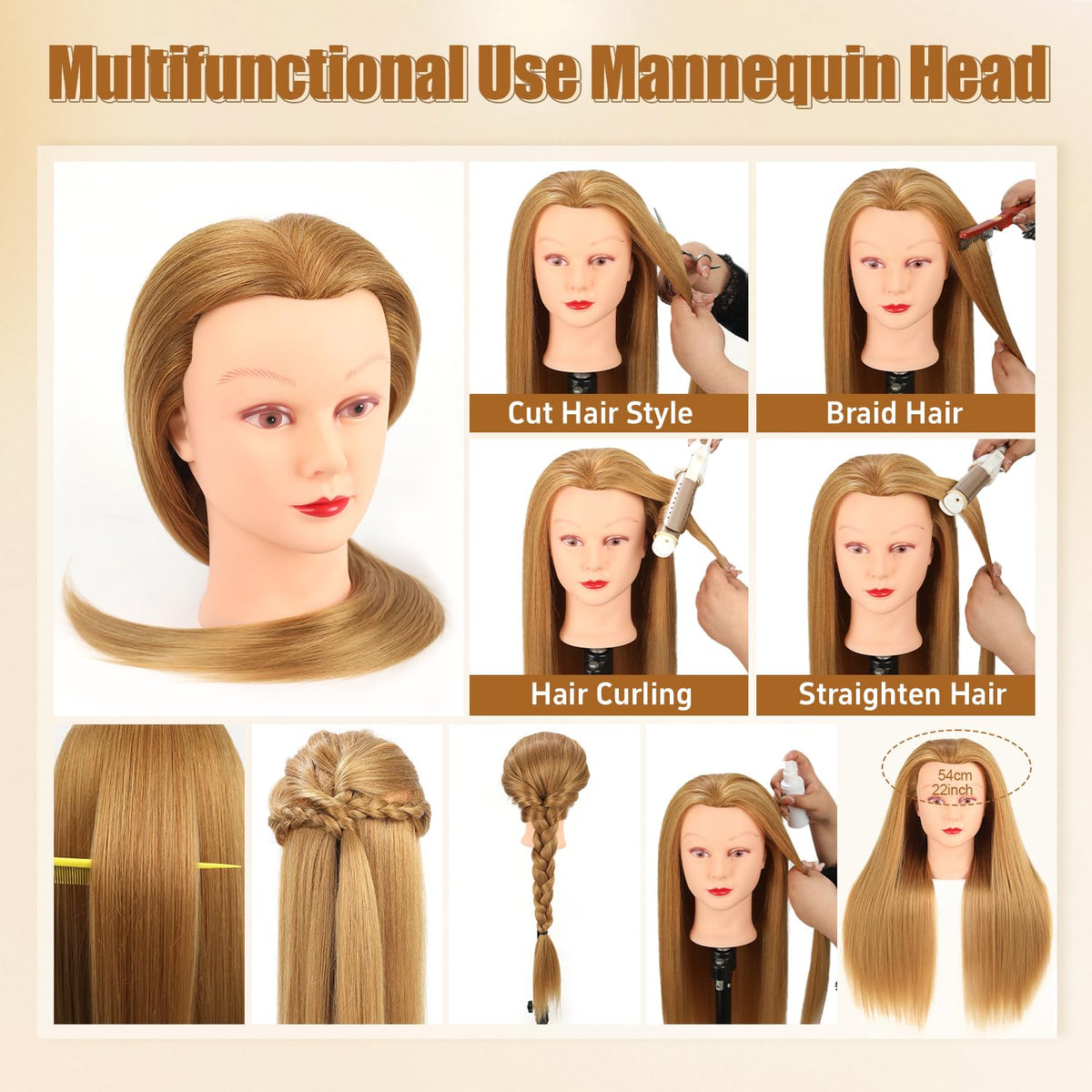 LADYWOW hair cutting practice on 28inch mannequin head.