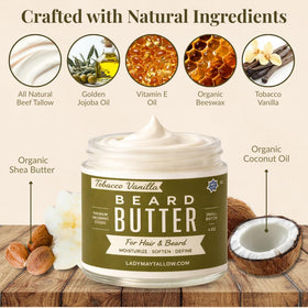 Lady May Tallow Tobacco Vanilla butter smooths skin after a shower.