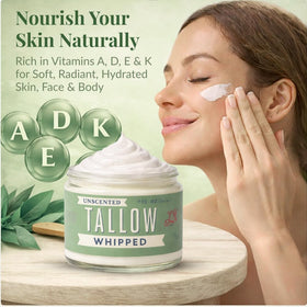 Lady May Tallow unscented formula for fragrance-free, sensitive skin care.