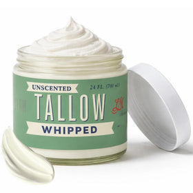 Lady May Tallow Whipped Tallow 24oz jar close-up showing unscented hydration.