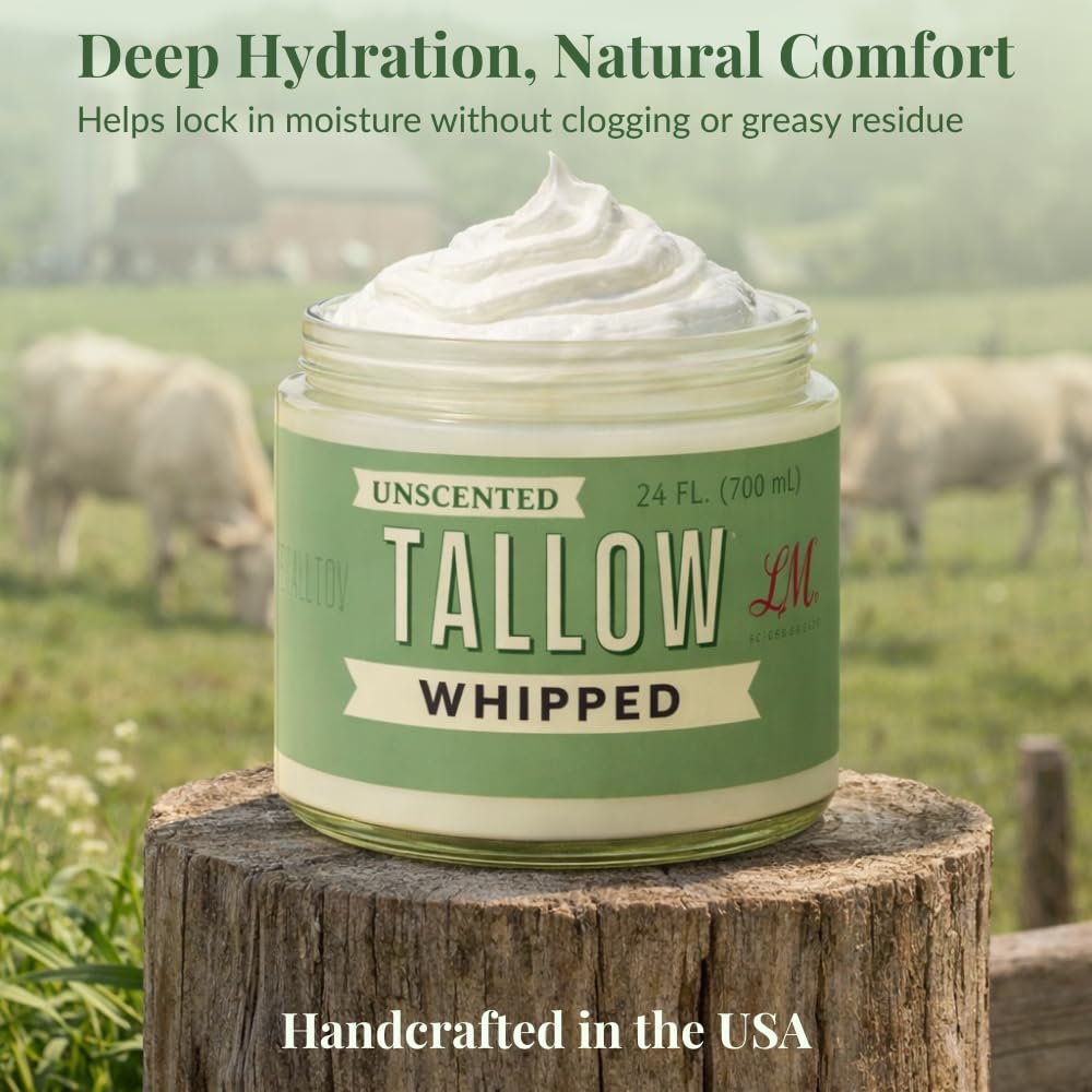 Lady May Tallow Whipped Tallow non-fragranced moisturizer for daily use.