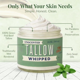Creamy texture of Lady May Tallow Whipped Tallow ready for application.