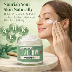 Lady May Tallow Whipped Tallow unscented formula in simple packaging.