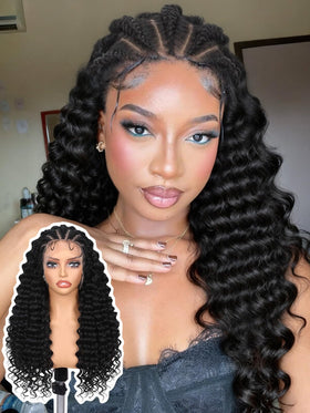 Lady Miranda 13x6 lace front cornrow wig front view for a natural, seamless look.
